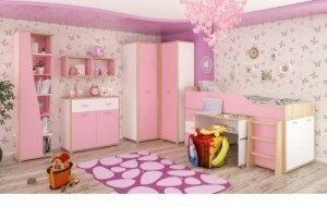 Детская модульная мебель Лео комплект 2 Мебель Сервис Розовый