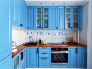 Кухня угловая синяя МДФ пленка
