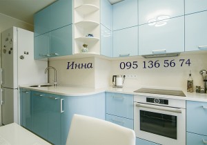 Кухня угловая синяя МДФ пленка